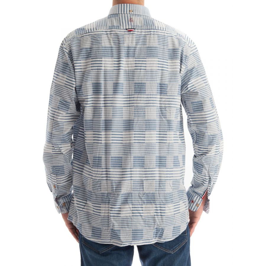 Colours&Sons Lars blouse lm stripe wit/blauwgrijs 