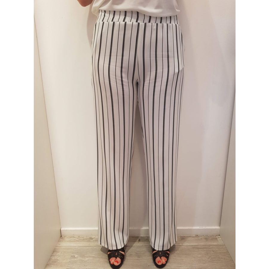 Only broek wide streep wit/zwart voor lange | Houseof