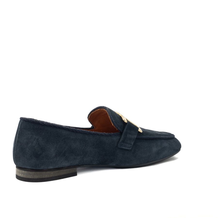 Babouche Chainy moccasin suede blue amulet 