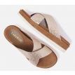 Lazamani Wedgy leren slipper kruisband roségoud 